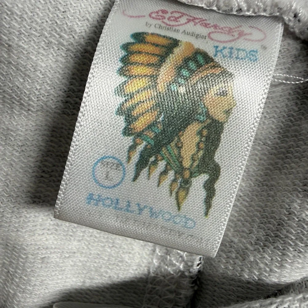 Ed Hardy Capri Sweatpants Girls Large Geisha Tattoo Print Rhinestone Y2k